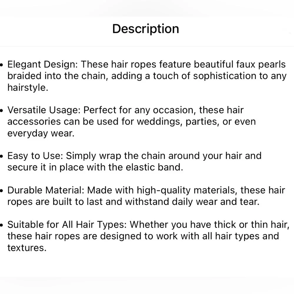 Faux Pearl‎ Braiding Hair Chain Sweet Hair Ropes Hair Styling Hair Accessories